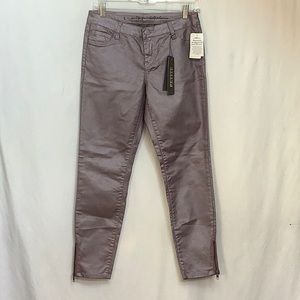 Metallic Muted Purple Cropped Jeans With Ankle Zippers Size 10P